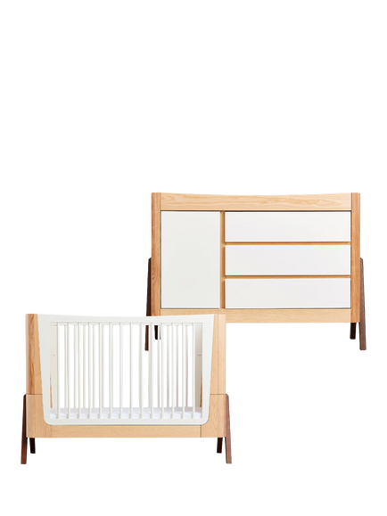 Gaia Baby Hera Cotbed and Dresser Bundle, Natural/White