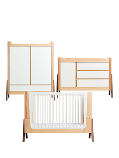 Gaia Baby Hera Cotbed, Wardrobe and Dresser Bundle, Natural/White