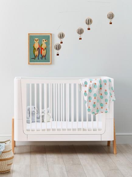 Gaia Baby Hera Cotbed and Bedside Crib Set - view 2, White/Natural