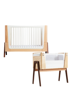 Gaia Baby Hera Cotbed and Bedside Crib Set, Natural/Walnut