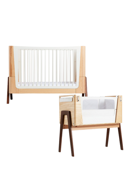 Gaia Baby Hera Cotbed and Bedside Crib Set, Natural/Walnut