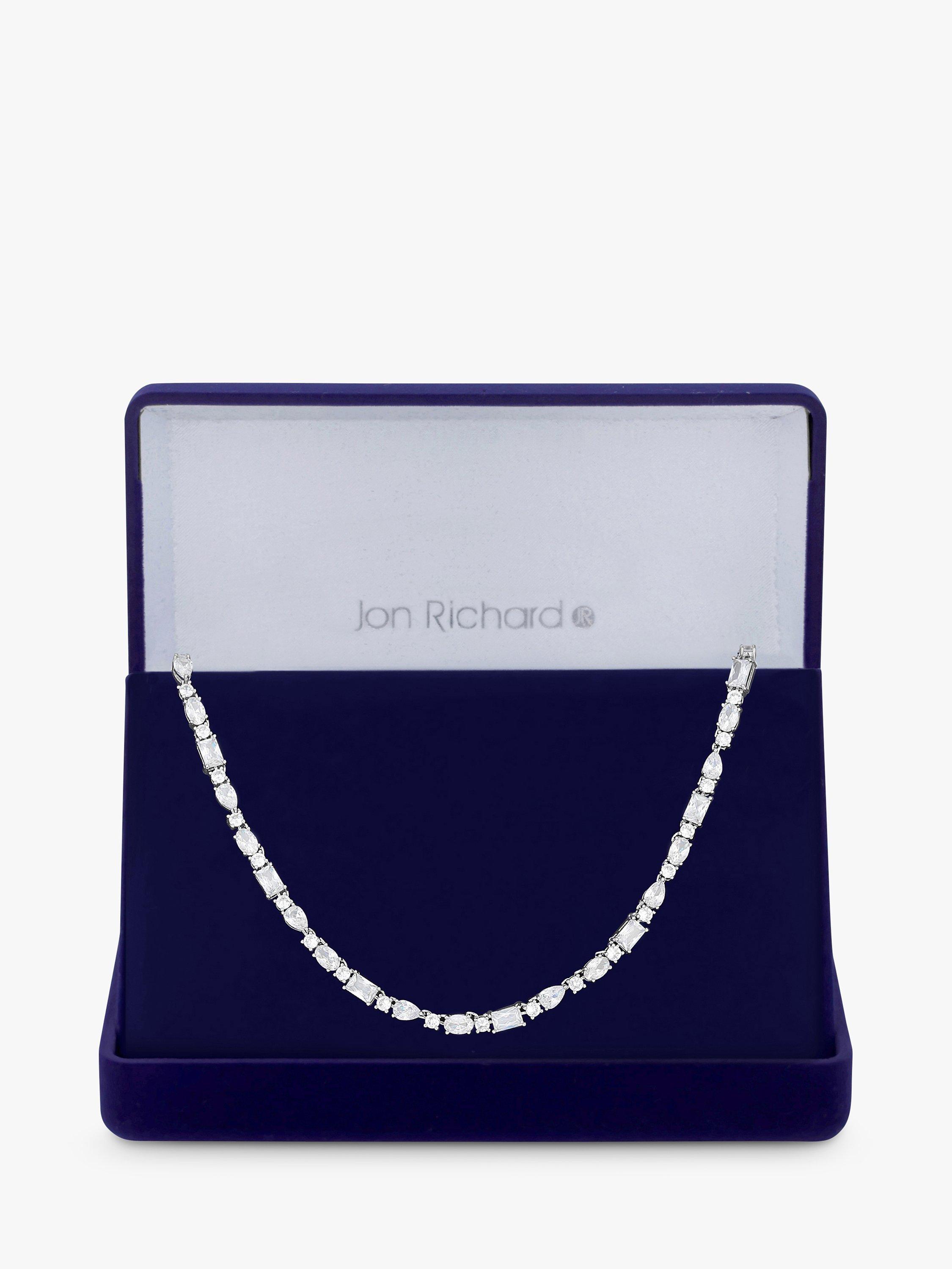 Jon Richard Mix Cut Cubic Zirconia Collar Necklace, Silver
