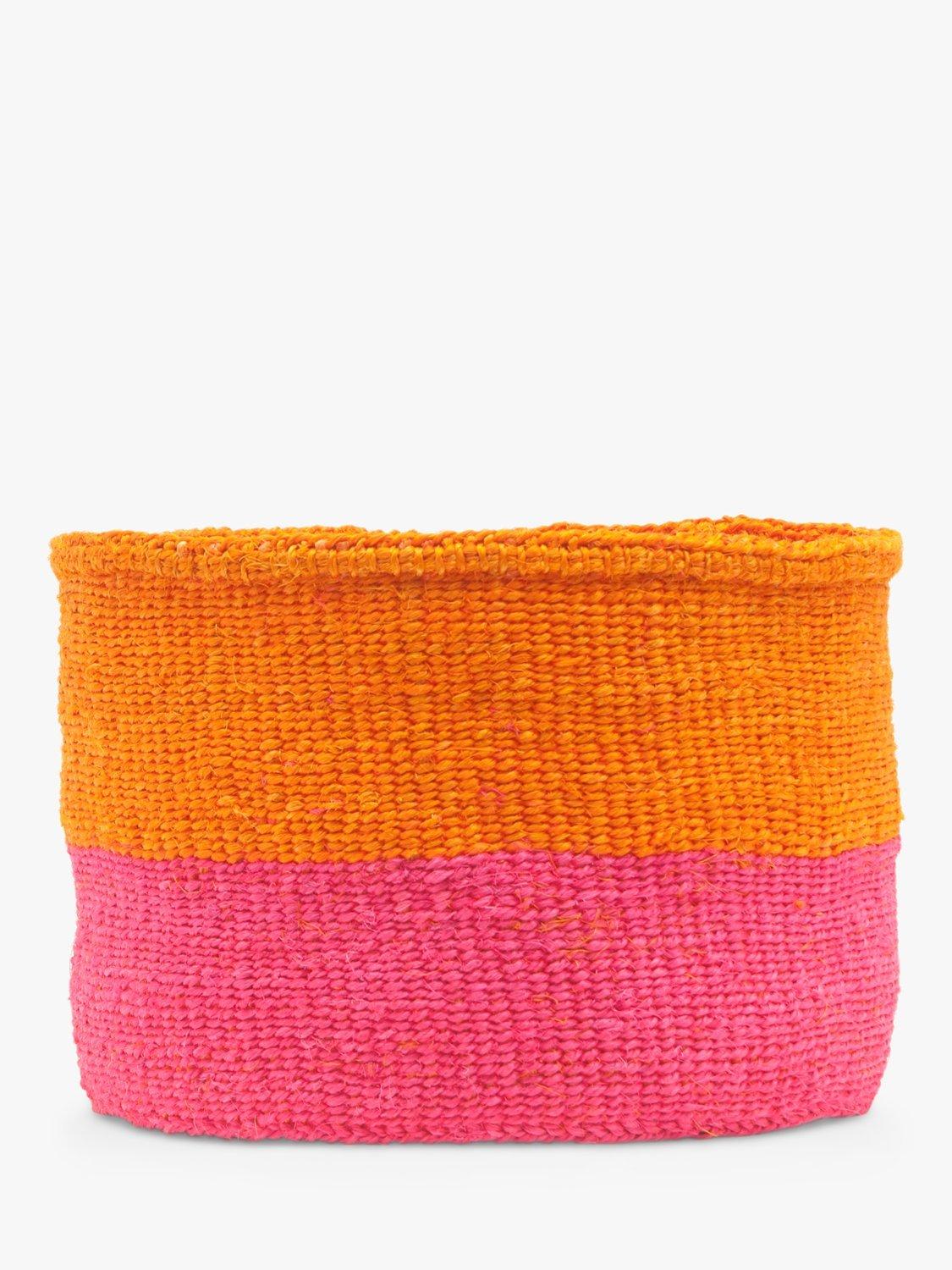 The Basket Room Kali Woven Storage Basket, Orange/Pink, Extra Small