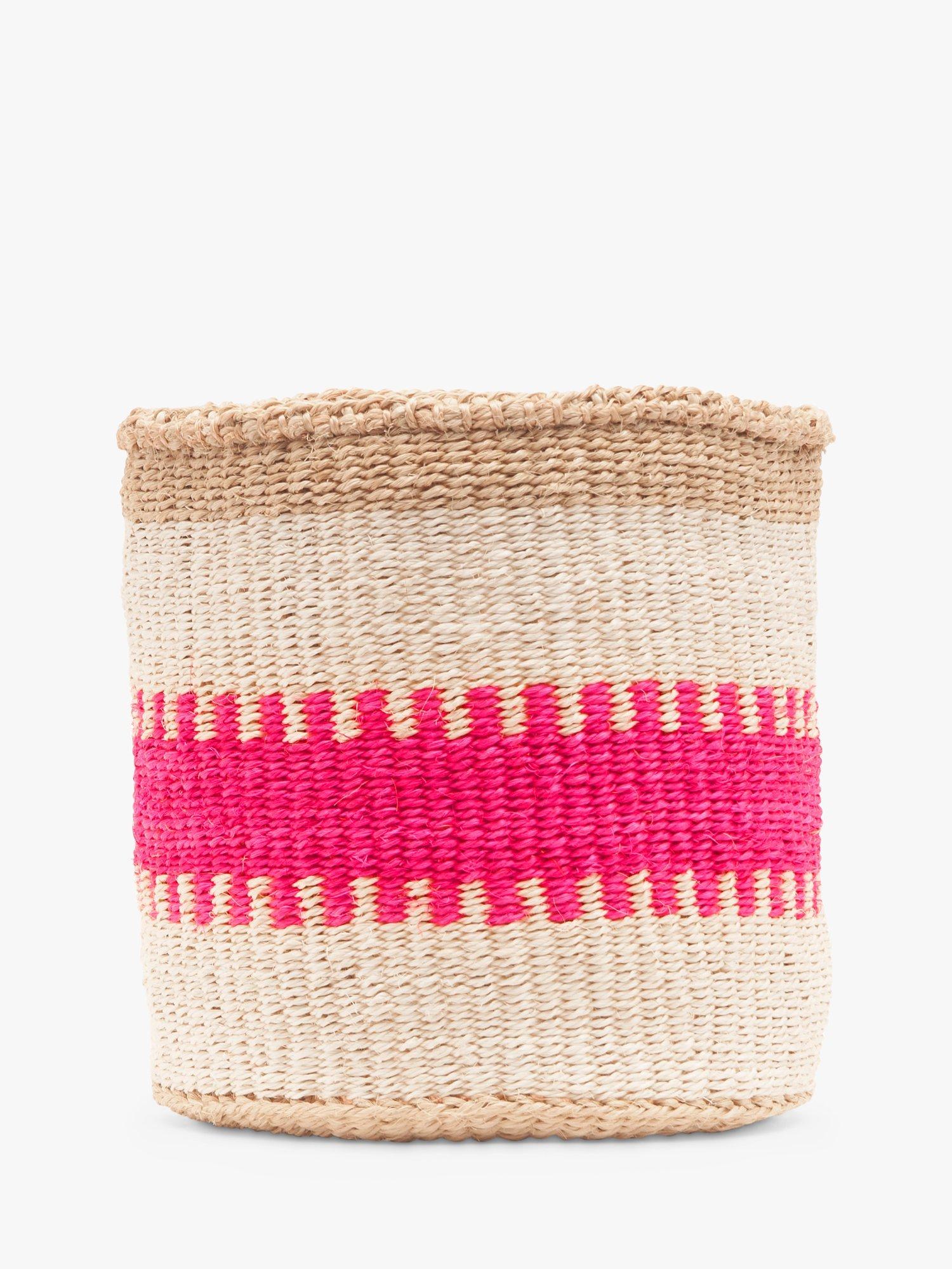 The Basket Room Kuzuia Woven Storage Basket, Pink Stripe, Extra Large
