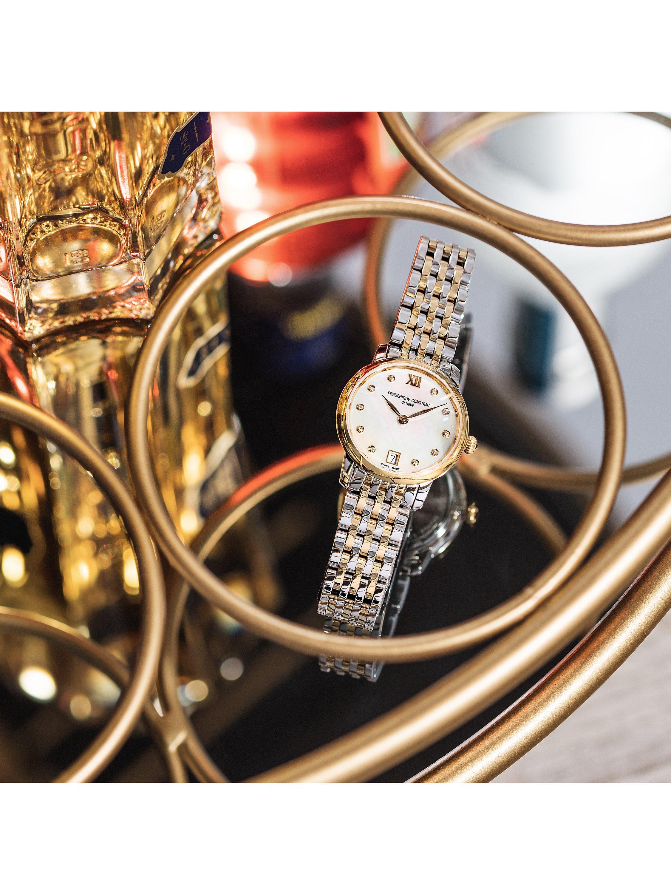 Product image 4 of 5, which shows Frederique Constant FC-220MPWD1S23B Women's Classic Slimline Watch, Gold/Silver