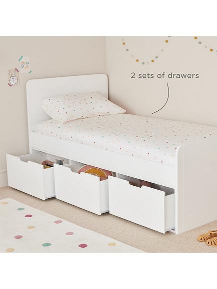 Great Little Trading Co Stowaway Single Storage Bed with 6 Drawers - view 2, White