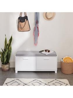 Great Little Trading Co Blake Hallway Storage Bench and Bench Cushion, White/Natural