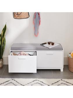 Great Little Trading Co Blake Hallway Storage Bench and Bench Cushion - view 2, White/Natural