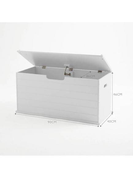 Great Little Trading Co Classic Toy Box with Cushion, White/Grey, White/Grey