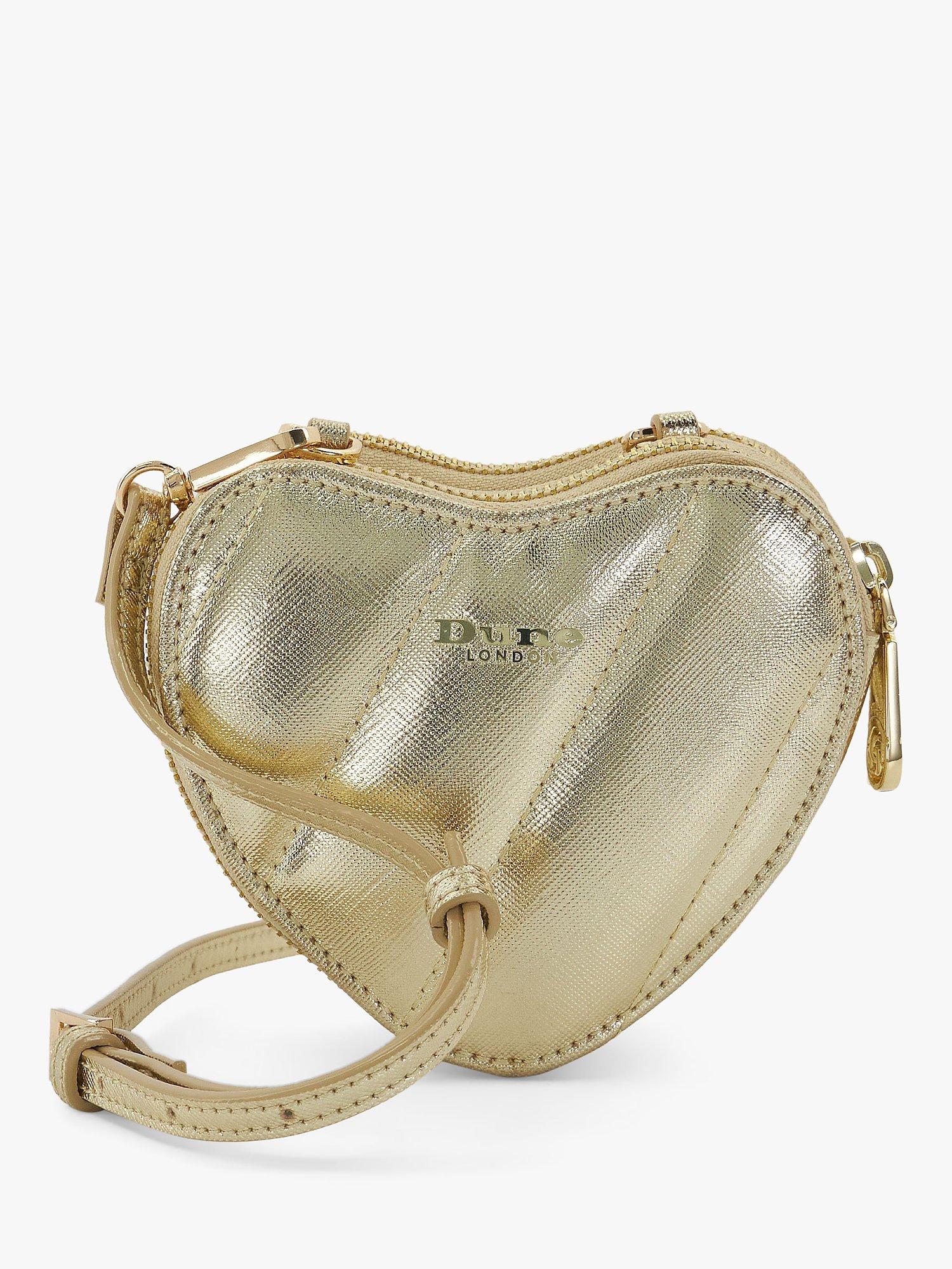 Dune Sweetheart Micro Heart Crossbody Purse, Gold