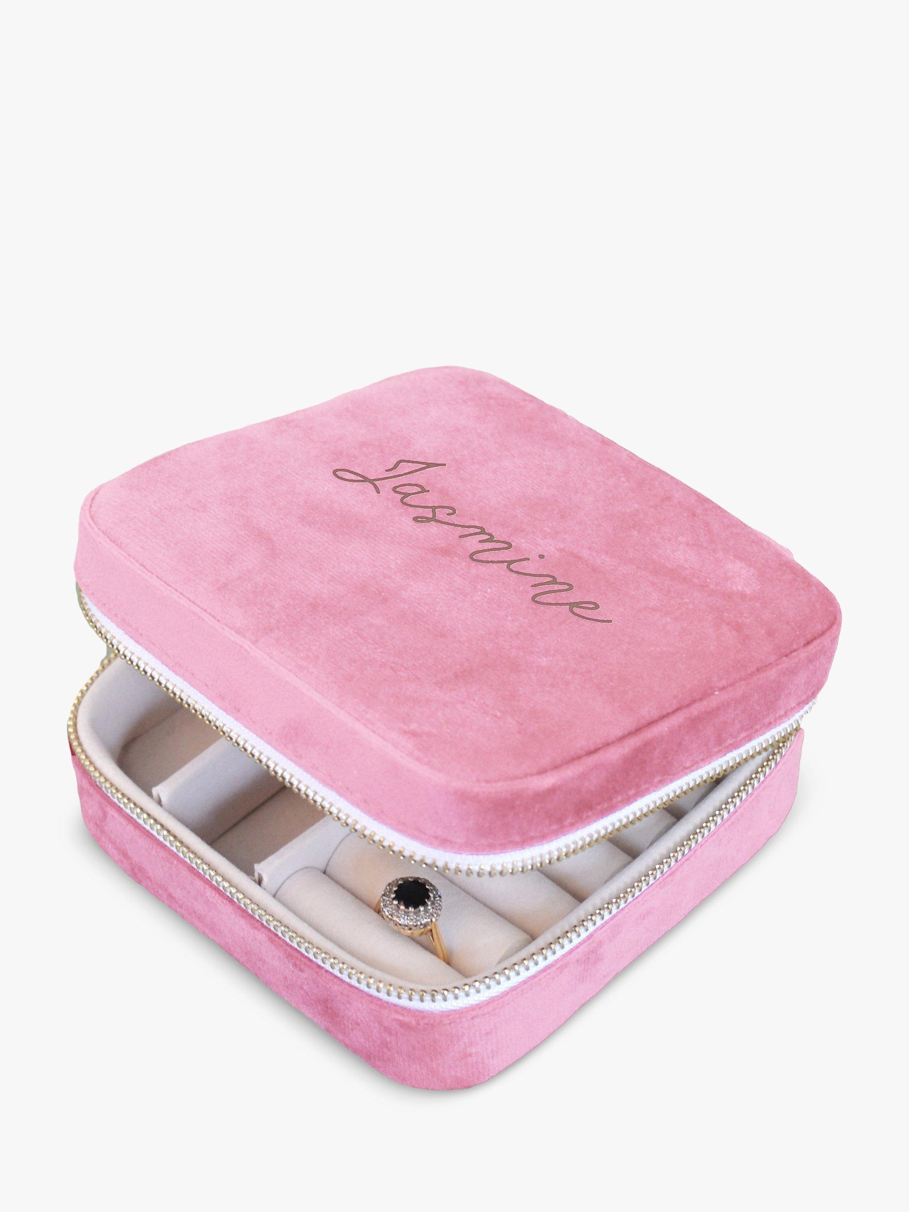 Solesmith Personalised Velvet Travel Jewellery Box, Pink