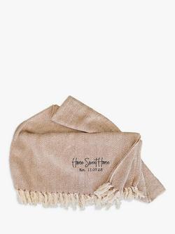 Solesmith Personalised Home Sweet Home Blanket, Neutral, Neutral