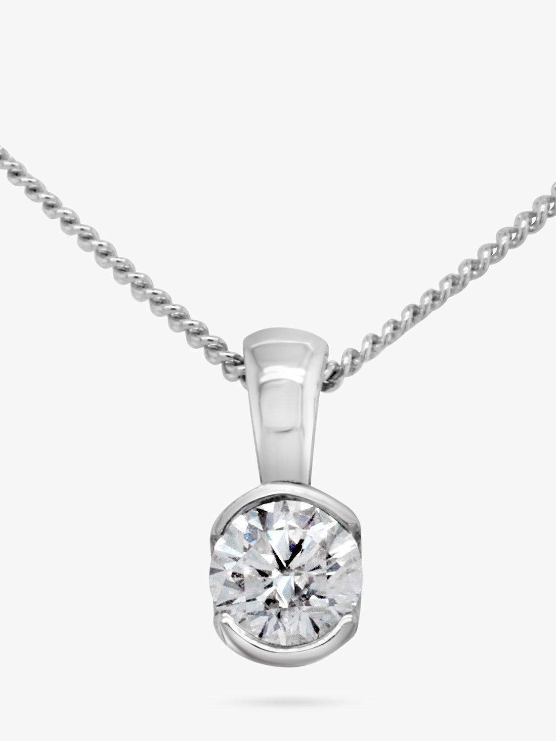 Product image 1 of 3, which shows Milton & Humble Jewellery Pre-Loved 9ct White Gold Solitaire Diamond Pendant Necklace