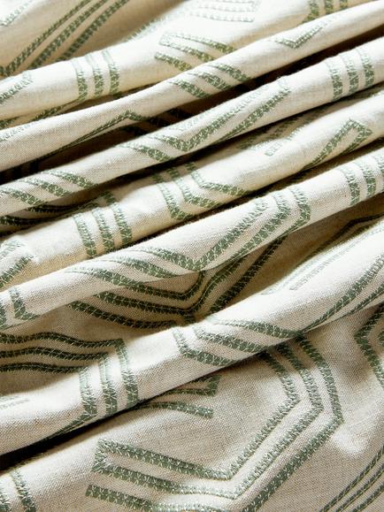 John Lewis Izel Embroidery Furnishing Fabric, Myrtle Green - view 2, Myrtle Green