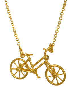 Alex Monroe Bicycle Diamond Ruby Pendant Necklace, Gold, Gold