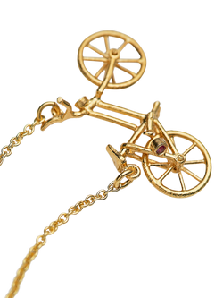 Alex Monroe Bicycle Diamond Ruby Pendant Necklace, Gold - view 2, Gold