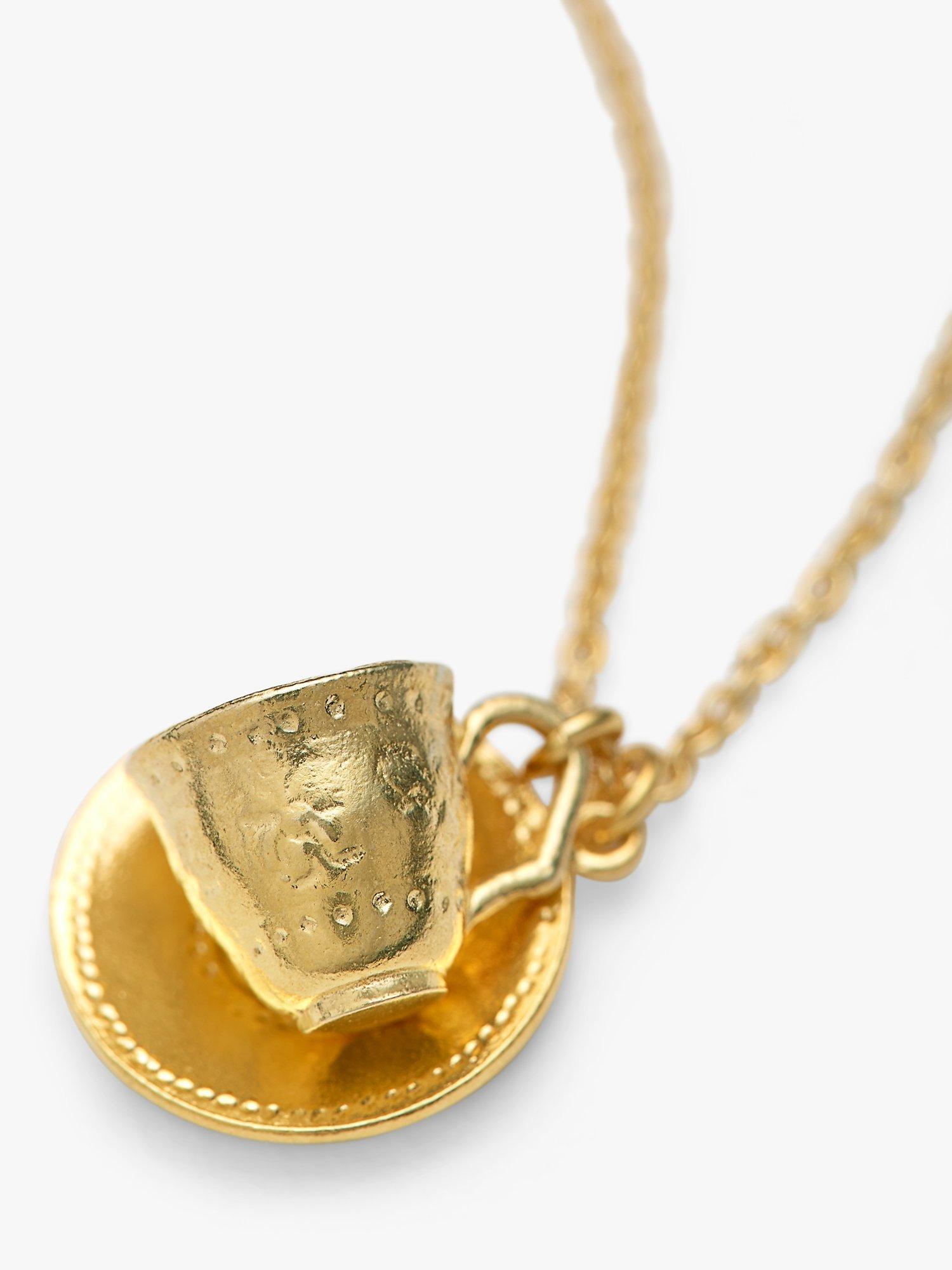 Product image 3 of 4, which shows Alex Monroe Teacup Pendant Necklace, Gold