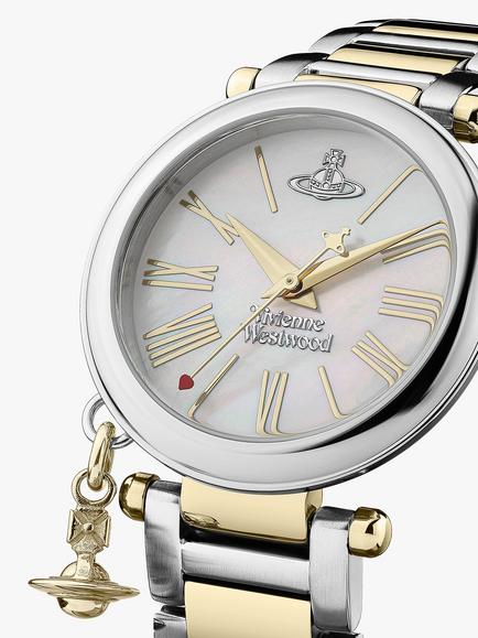 Vivienne Westwood VV006MOPSG Women's Orb Mother of Pearl Dial Bracelet Strap Watch, Silver/Gold - view 2, Silver/Gold