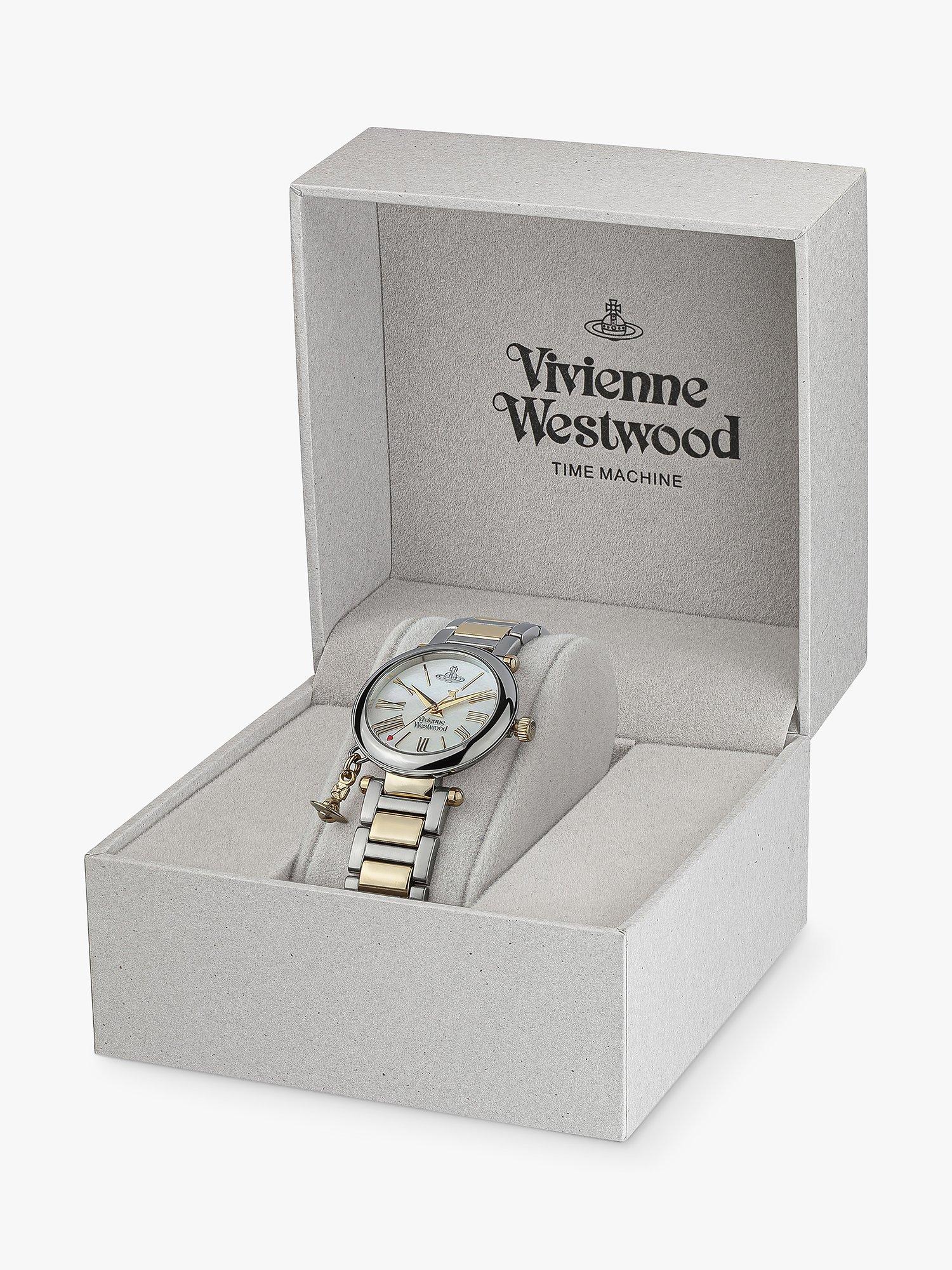 Product image 6 of 6, which shows Vivienne Westwood VV006MOPSG Women's Orb Mother of Pearl Dial Bracelet Strap Watch, Silver/Gold