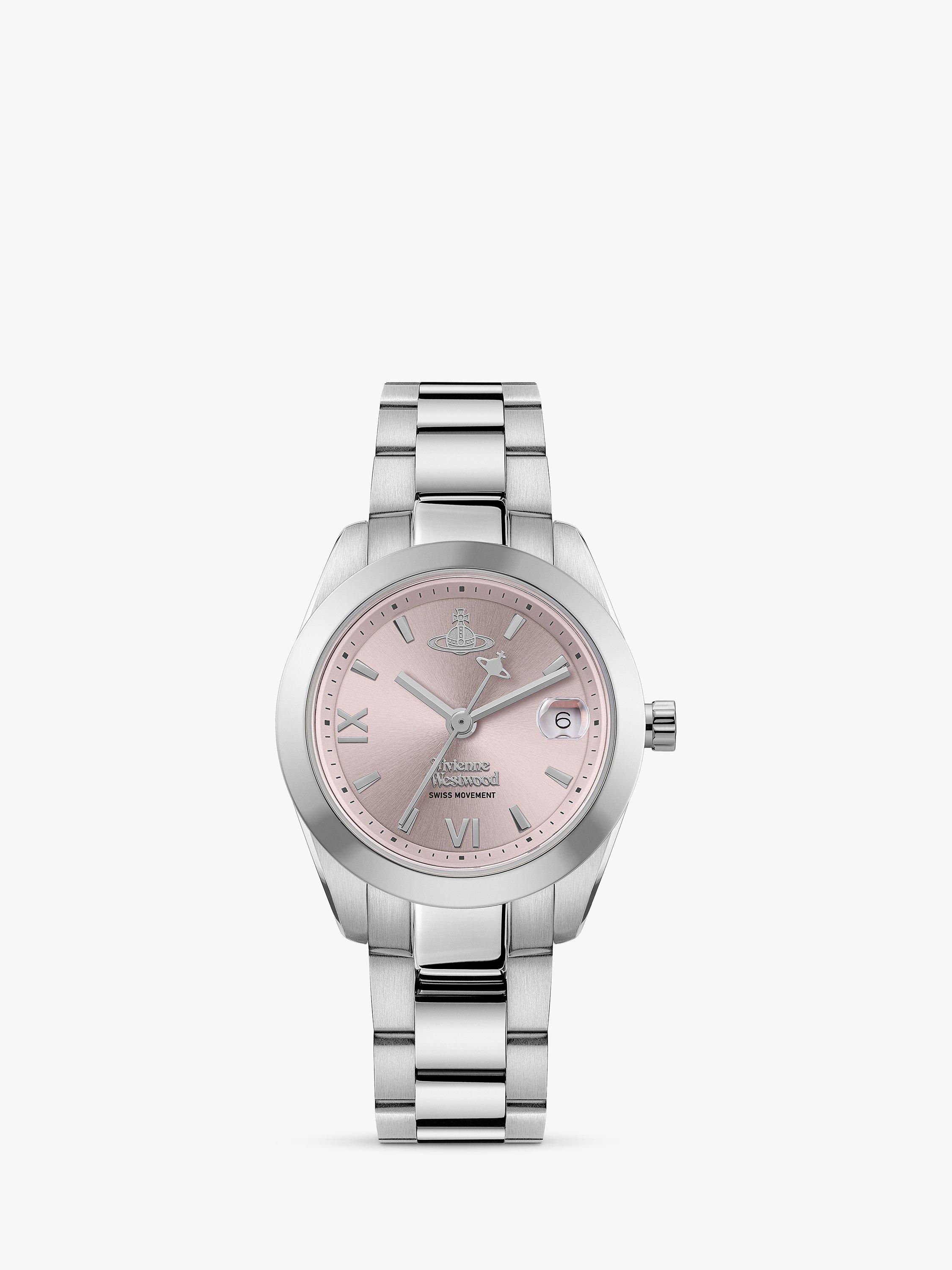 Product image 1 of 6, which shows Vivenne Westwood Women's Fenchurch Date Bracelet Strap Watch, Silver/Pink