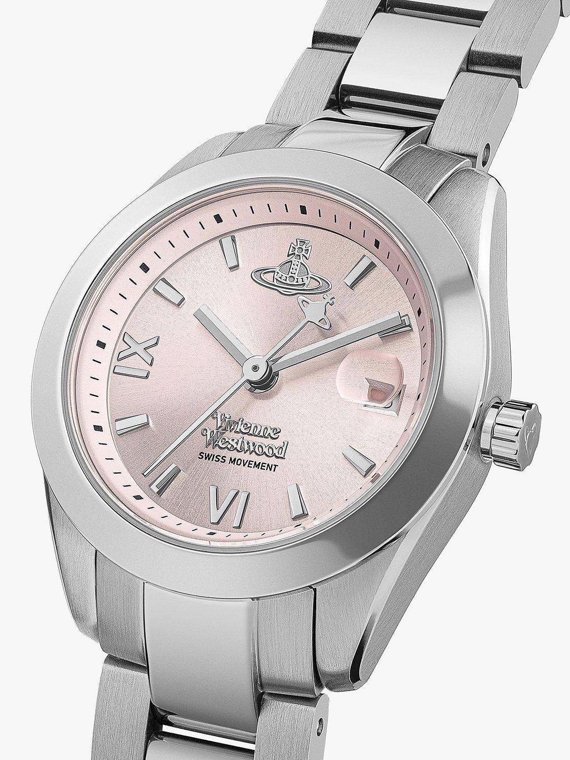 Product image 2 of 6, which shows Vivenne Westwood Women's Fenchurch Date Bracelet Strap Watch, Silver/Pink