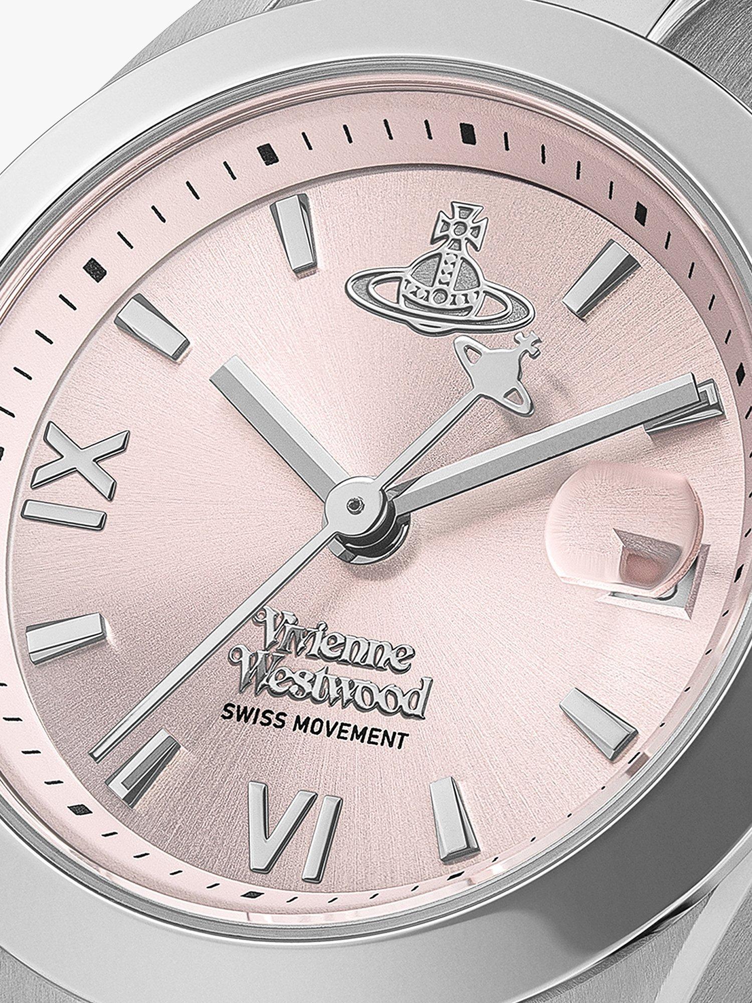 Product image 3 of 6, which shows Vivenne Westwood Women's Fenchurch Date Bracelet Strap Watch, Silver/Pink