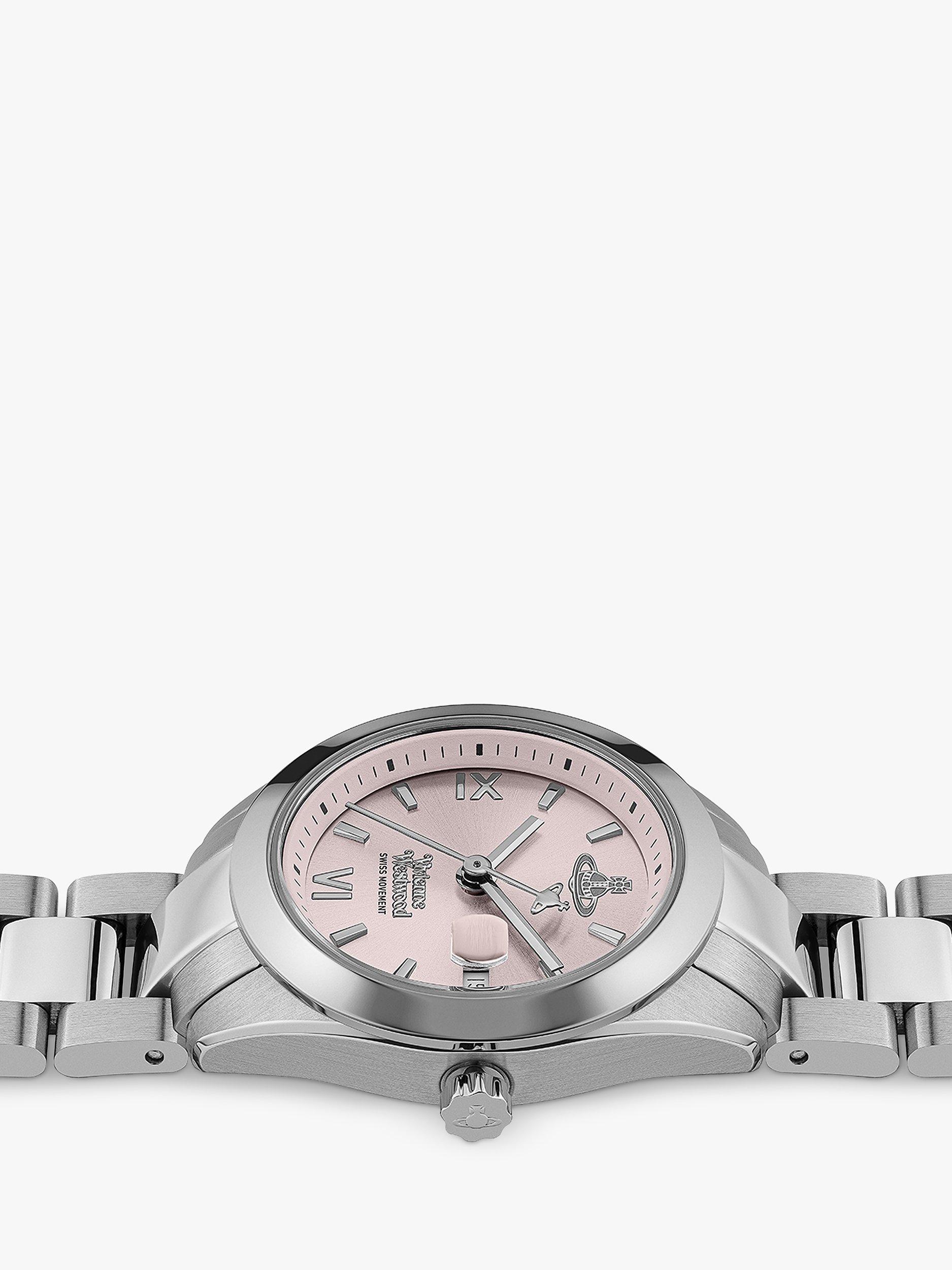 Product image 4 of 6, which shows Vivenne Westwood Women's Fenchurch Date Bracelet Strap Watch, Silver/Pink