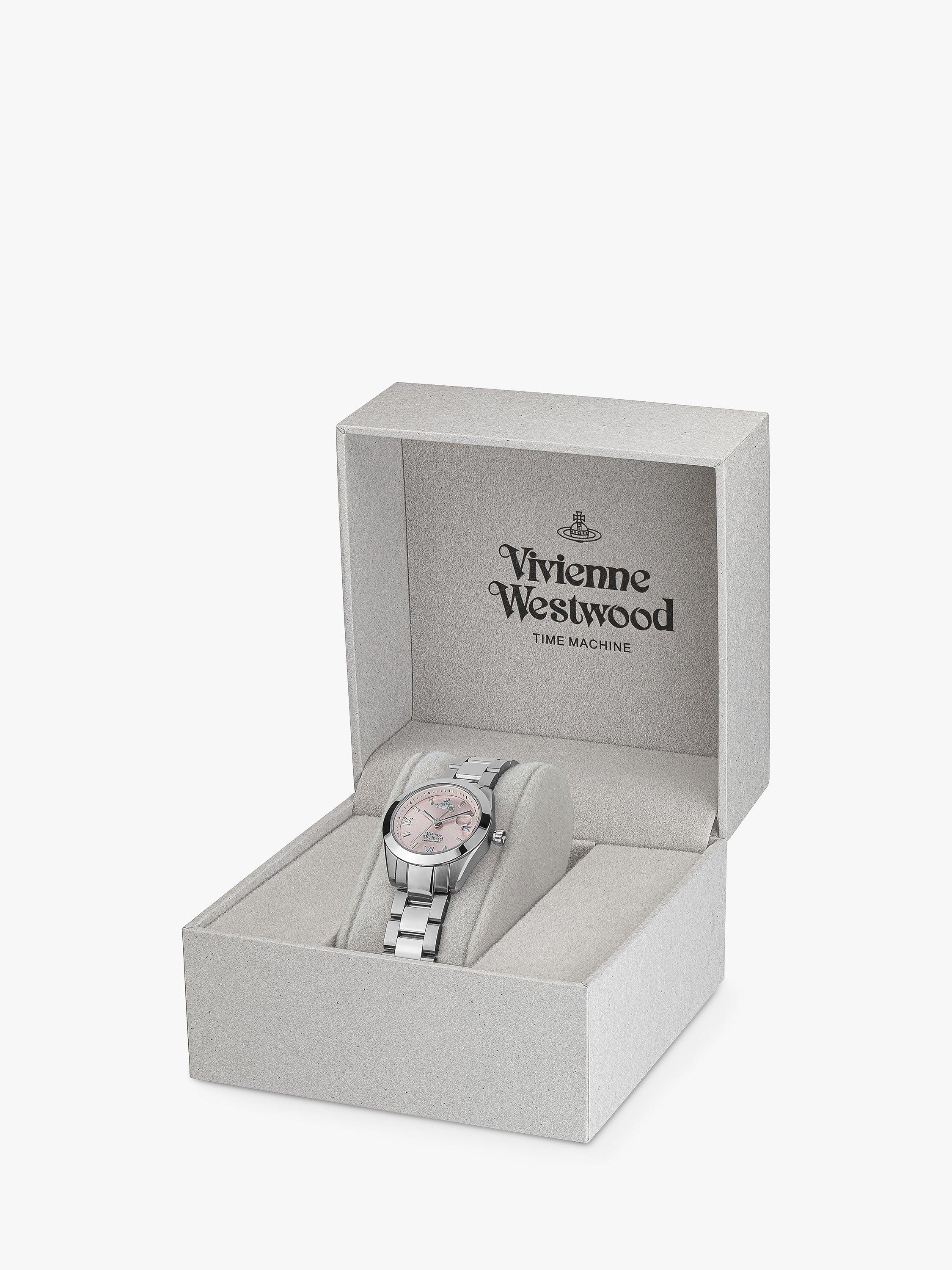 Product image 6 of 6, which shows Vivenne Westwood Women's Fenchurch Date Bracelet Strap Watch, Silver/Pink
