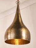 nkuku Quinn Hammer Metal Pendant Ceiling Light, Metallic