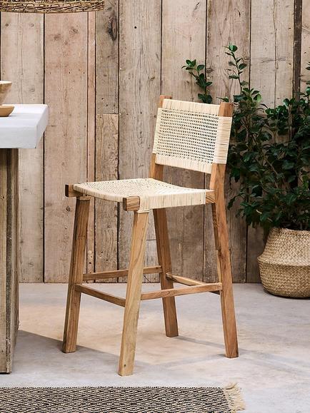 nkuku Madrisana Bar Stool, Natural, Natural