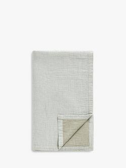 John Lewis Pencil Stripe Cotton Reversible Bedspread, Avocado