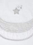 John Lewis Star Stripe Print Round Baby Bib, Pack of 3, Grey