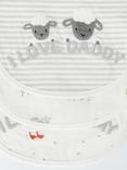 John Lewis Mummy & Daddy Farm Print Bib, Pack of 3, Grey