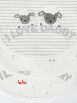 John Lewis Mummy & Daddy Farm Print Bib, Pack of 3, Grey - view 2, Grey