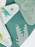 John Lewis Crocodile & Dinosaur Dribble Bib, Pack of 3, Green