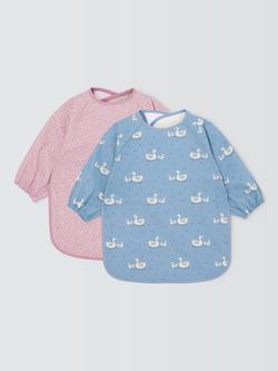 John Lewis Swan Print Coverall Weaning Baby Bib, Pack of 2, Multi, Multi