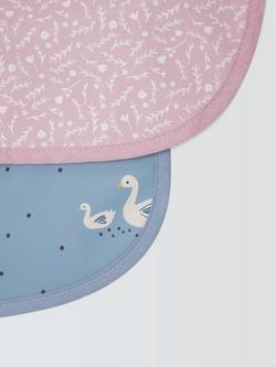 John Lewis Swan Print Coverall Weaning Baby Bib, Pack of 2, Multi - view 2, Multi