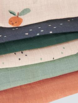 John Lewis Oranges Spot Print Muslin Squares, Pack of 6, Multi - view 2, Multi
