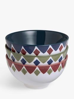 John Lewis Lisbon Fine China Dip Bowl, Set of 3, 11.6cm, Multi, Multi
