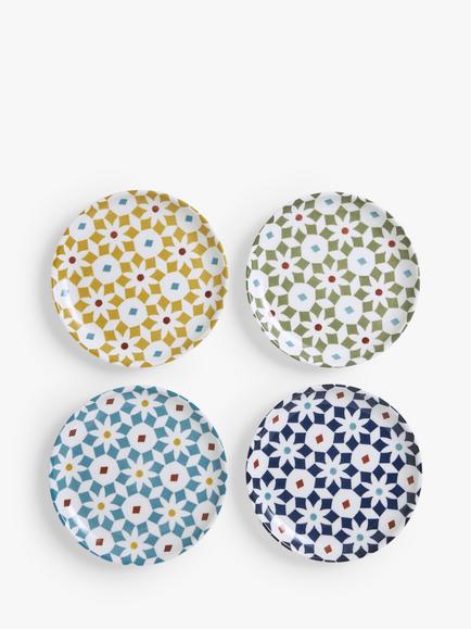 John Lewis Lisbon Fine China Tapas Plates, Set of 4, 15cm, Multi, Multi