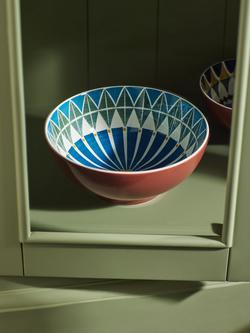 John Lewis Lisbon Fine China Serve Bowl, 20cm, Red/Multi - view 2, Red/Multi