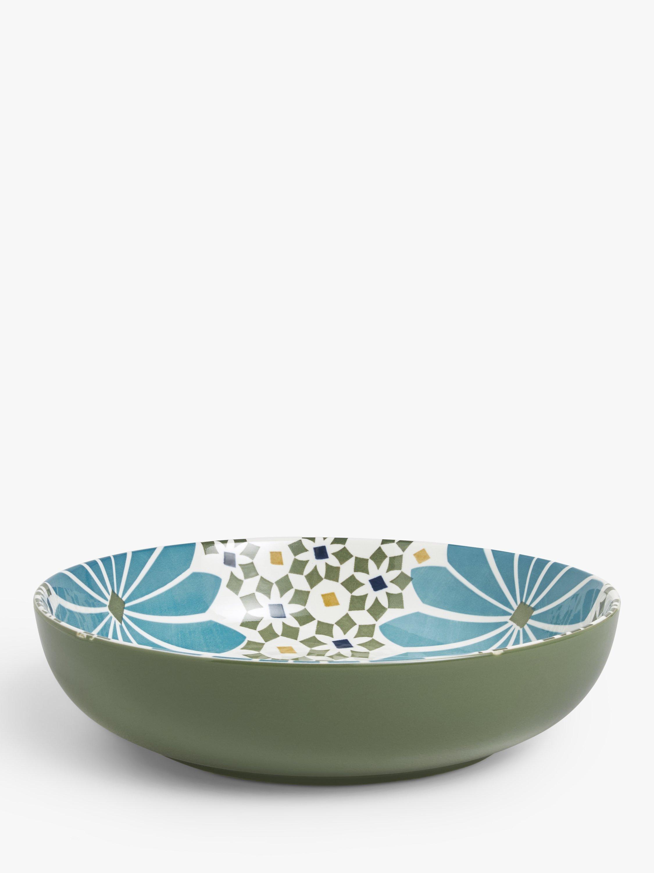 John Lewis Lisbon Fine China Serve Bowl 30cm Green Multi