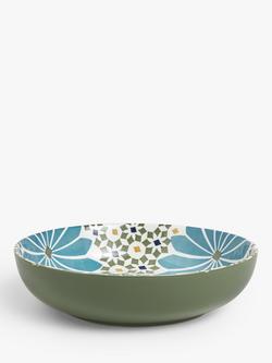 John Lewis Lisbon Fine China Serve Bowl, 30cm, Green/Multi, Green/Multi