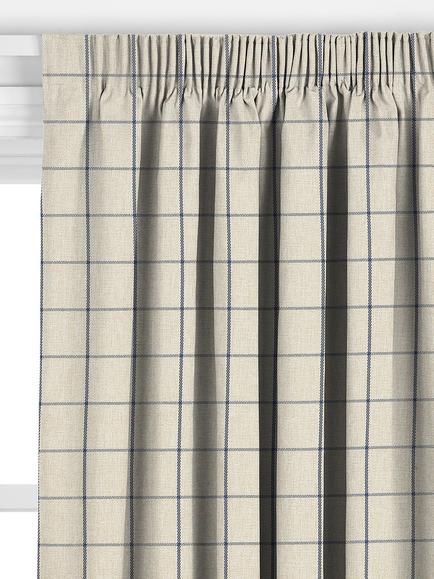 John Lewis Classic Check Made to Measure Curtains or Roman Blind, Lake Blue - view 2, Lake Blue