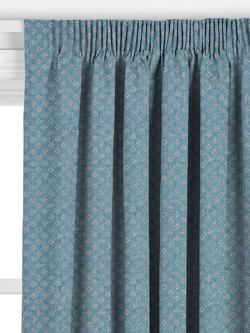 John Lewis Trace Wood Block Made to Measure Curtains or Roman Blind, Lake Blue - view 2, Lake Blue