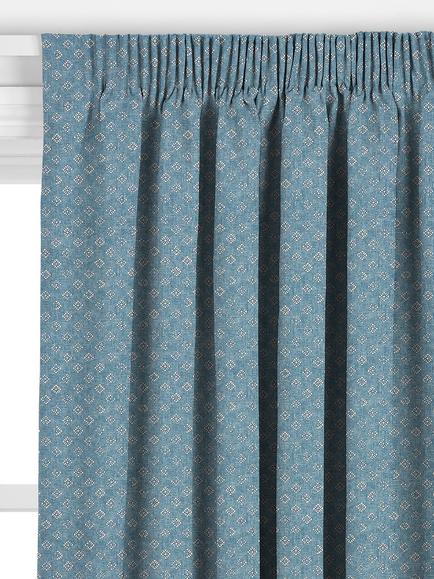 John Lewis Trace Wood Block Made to Measure Curtains or Roman Blind, Lake Blue - view 2, Lake Blue