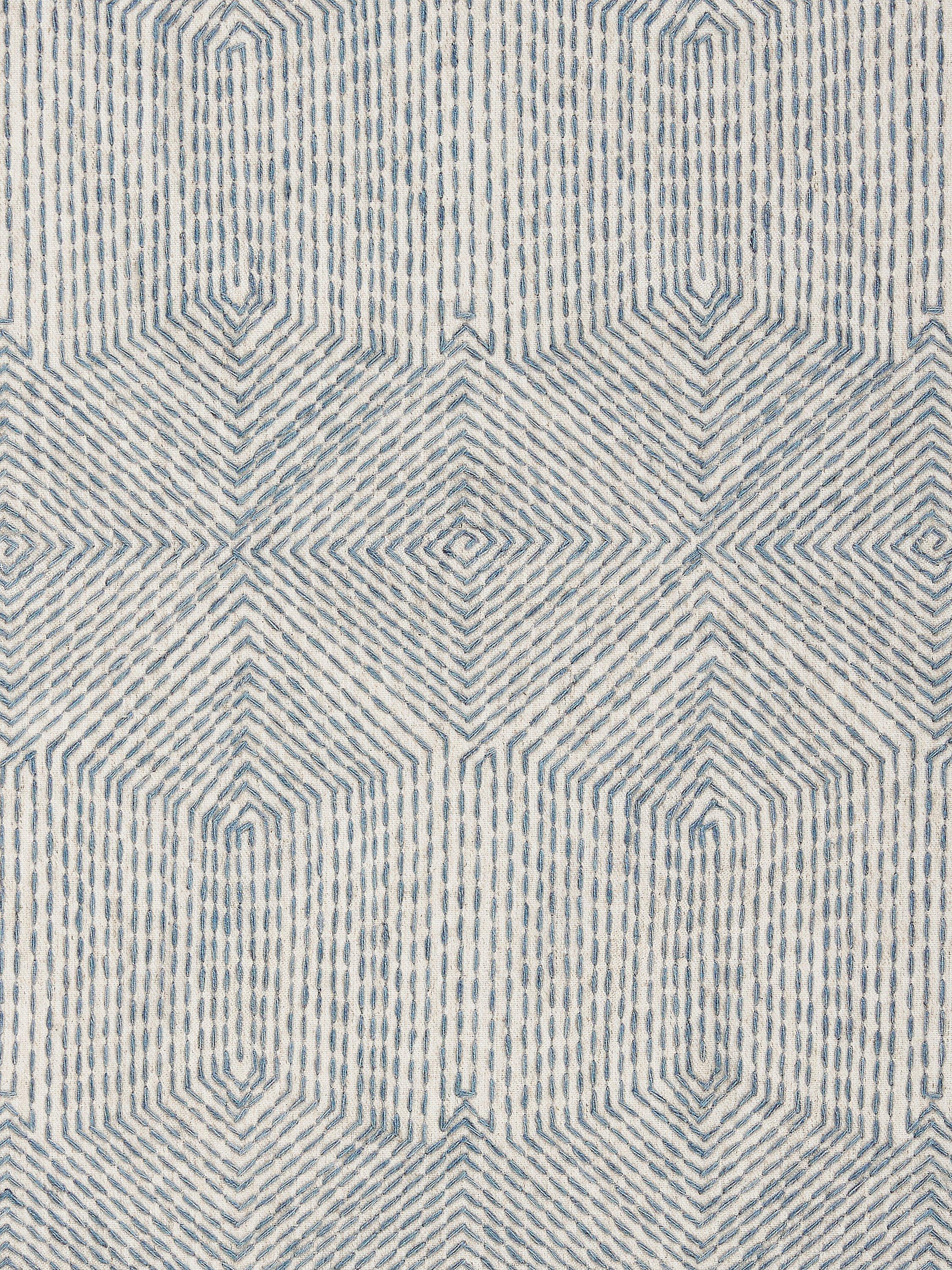 John Lewis Flax Embroidery Made to Measure Curtains, Lake Blue