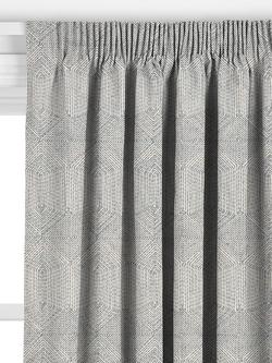 John Lewis Flax Embroidery Made to Measure Curtains or Roman Blind, Lake Blue - view 2, Lake Blue