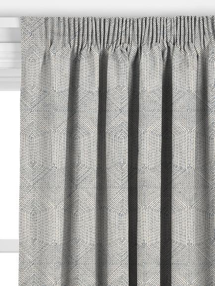 John Lewis Flax Embroidery Made to Measure Curtains or Roman Blind, Lake Blue - view 2, Lake Blue