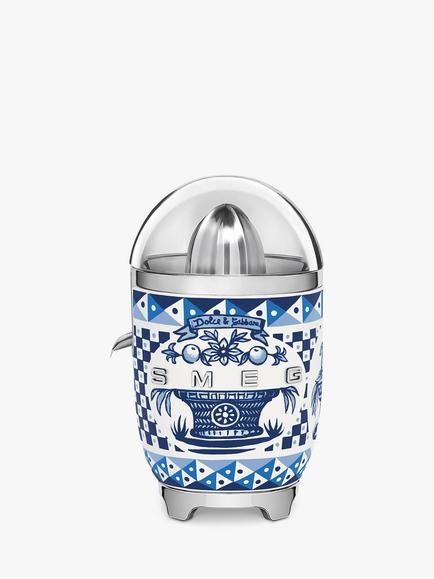 Smeg Dolce & Gabbana CJF01DGBUK Mediterraneo Citrus Juicer, Blue/White, Blue/White
